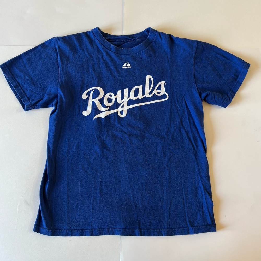 Majestic Kansas City Royals Baseball Large 14/16 Blue Shirt Top Tee